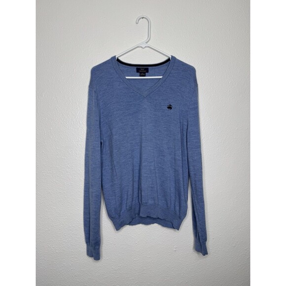 Brooks Brothers Other - 346 Brooks Brothers Stretch Sweater Mens Merino Wool V-Neck Blue Long Sleeve M